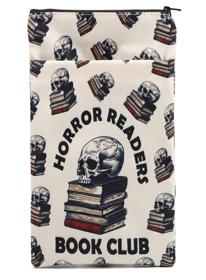 XYANFA Horror Readers Book Club Book Sleeve Skeleton and Books Halloween Book Lover Gift Skull Book Mystery Book Lovers Bookish Gift Book Cover Book Protector Pouch (Horror Readers Book Club) - Image 1