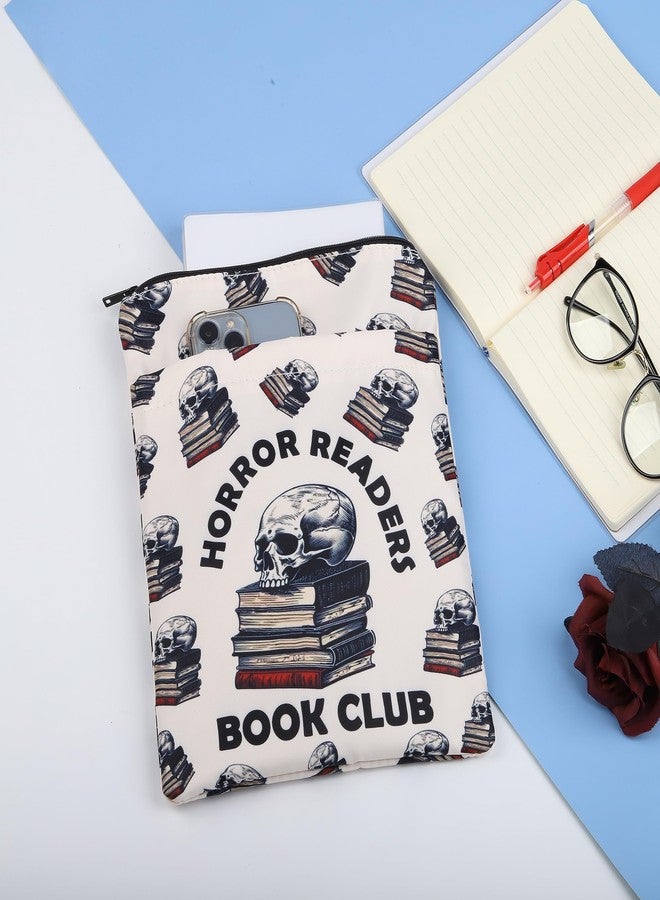 XYANFA Horror Readers Book Club Book Sleeve Skeleton and Books Halloween Book Lover Gift Skull Book Mystery Book Lovers Bookish Gift Book Cover Book Protector Pouch (Horror Readers Book Club) - Image 3