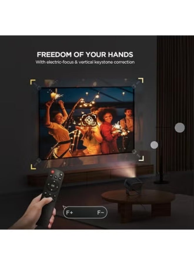 Smartbarry HT12 4K+ Ultra HD Smart Projector – 28,000 Lumens, Android 13 OS, WiFi 6 & Bluetooth 5.2, Auto Focus & Keystone, Portable Home Theater & Outdoor Movie Projector Compatible with TV Stick, Laptop & Phone - Image 4