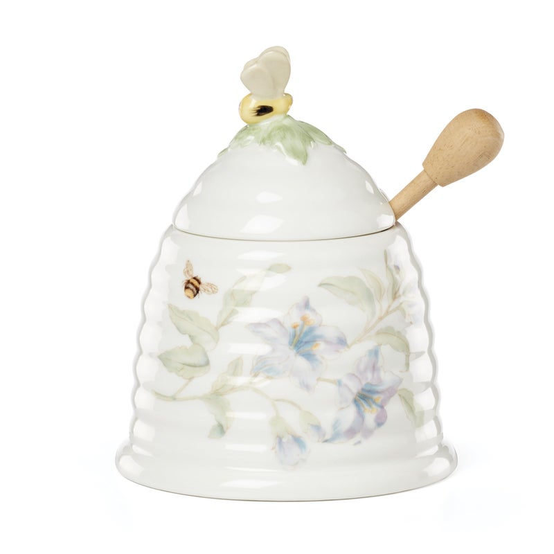 Lenox Home And Kitchen, Butterfly Meadow Beehive Honey Pot, Porcelain Material, Dishwasher Safe, Honey Jar, Honeypot, Bee And Flower Design, Bee Decor, Home Decor (White, 1 Piece, 10 Ounce Capacity) - Image 1