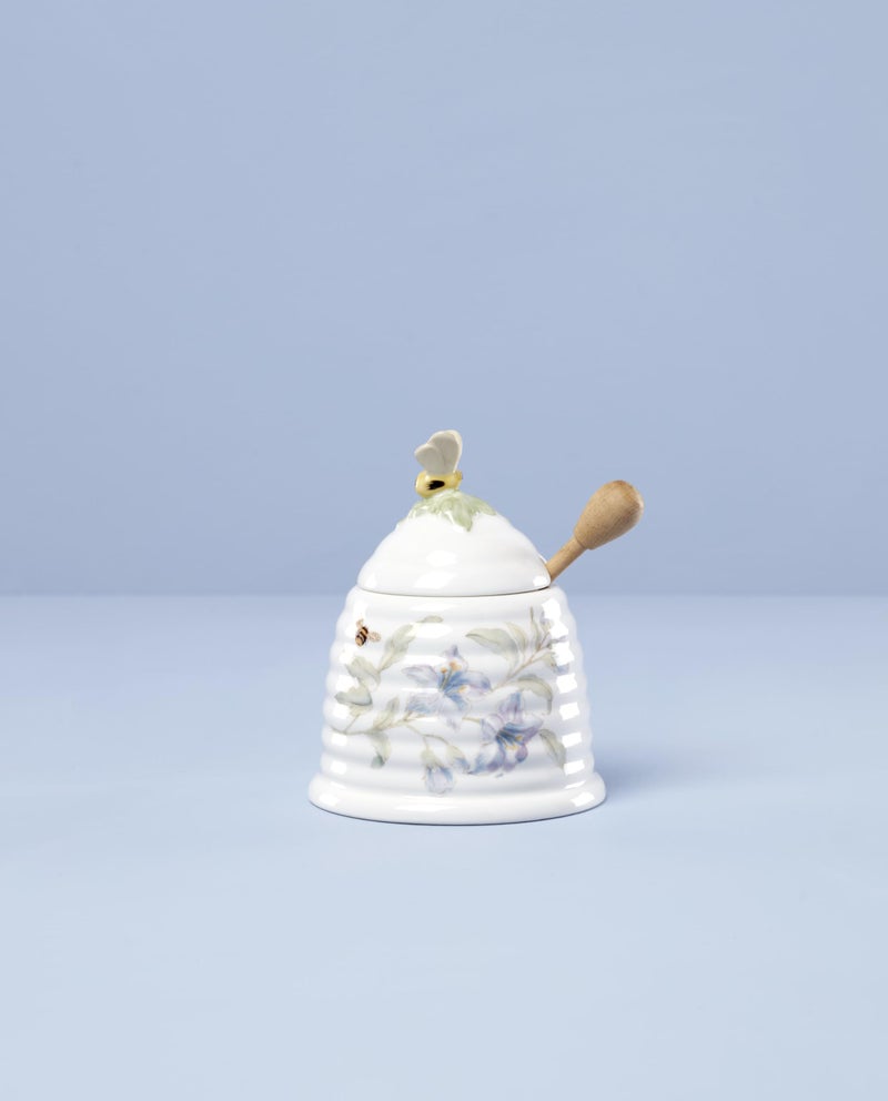Lenox Home And Kitchen, Butterfly Meadow Beehive Honey Pot, Porcelain Material, Dishwasher Safe, Honey Jar, Honeypot, Bee And Flower Design, Bee Decor, Home Decor (White, 1 Piece, 10 Ounce Capacity) - Image 2