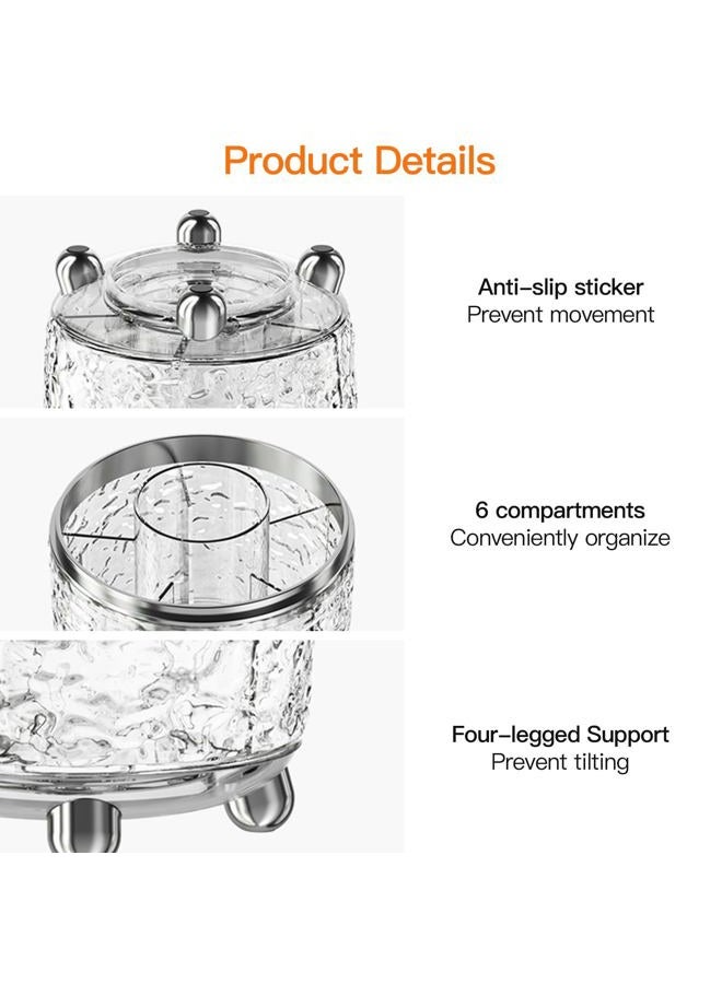 JUPITER WARRIOR J Makeup Brush Holder with Lid 360° Rotating Dustproof Cosmetic Tools Organizer with Cover for Vanity, Dustproof Spinning Brush Storage for Desktop Bathroom Countertop (Grey) - Image 5