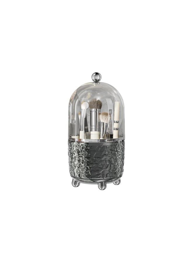 JUPITER WARRIOR J Makeup Brush Holder with Lid 360° Rotating Dustproof Cosmetic Tools Organizer with Cover for Vanity, Dustproof Spinning Brush Storage for Desktop Bathroom Countertop (Grey) - Image 1
