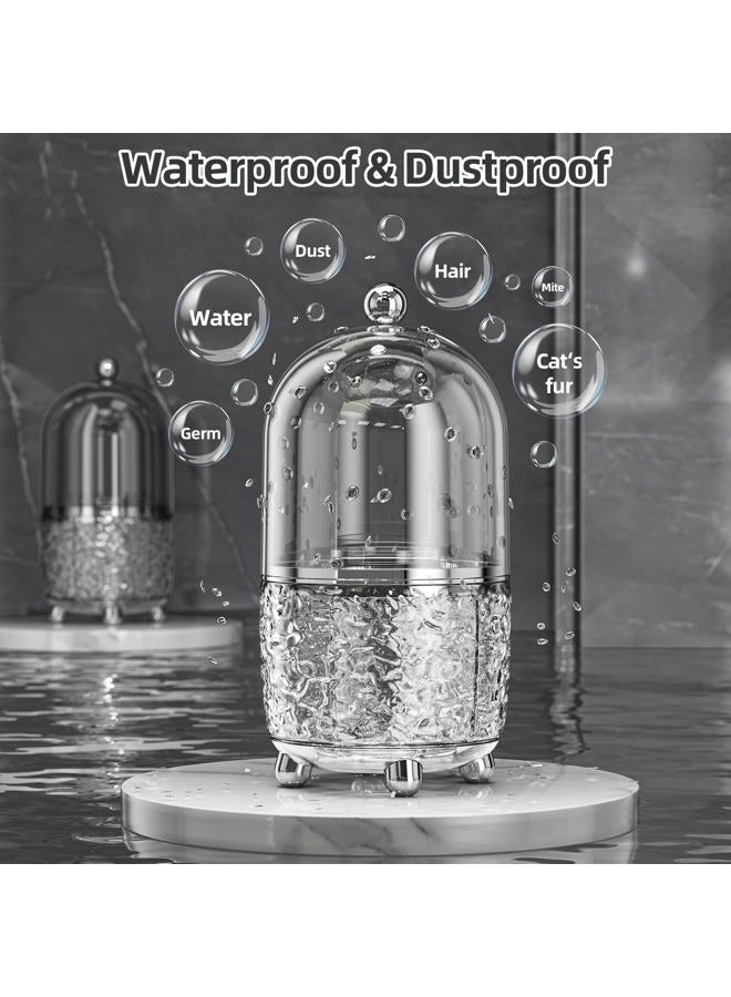 JUPITER WARRIOR J Makeup Brush Holder with Lid 360° Rotating Dustproof Cosmetic Tools Organizer with Cover for Vanity, Dustproof Spinning Brush Storage for Desktop Bathroom Countertop (Grey) - Image 4