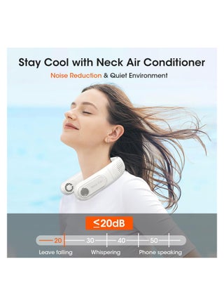 Neck Fan,Rechargeable 4 Turbo 6000mAh Portable Neck Fan 360° Cooling Airflow 3 Speeds LED Battery Display Foldable Bladeless Neck Fan Personal Fan Gift for Work,Travel,Outdoor Activities White - view 4
