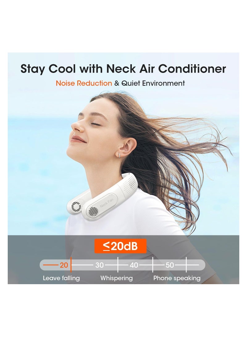 general Neck Fan,Rechargeable 4 Turbo 6000mAh Portable Neck Fan 360° Cooling Airflow 3 Speeds LED Battery Display Foldable Bladeless Neck Fan Personal Fan Gift for Work,Travel,Outdoor Activities White - Image 4