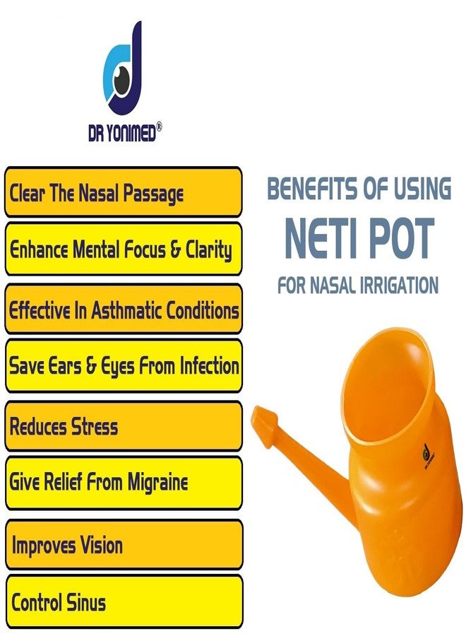 Dr Yonimed Jal Neti Pot Made of Unbreakable Plastic Useful For Congestion, Sinus, Nasal Wash Etc Specially Designed for Yoga (Orange 400ml) - Image 3