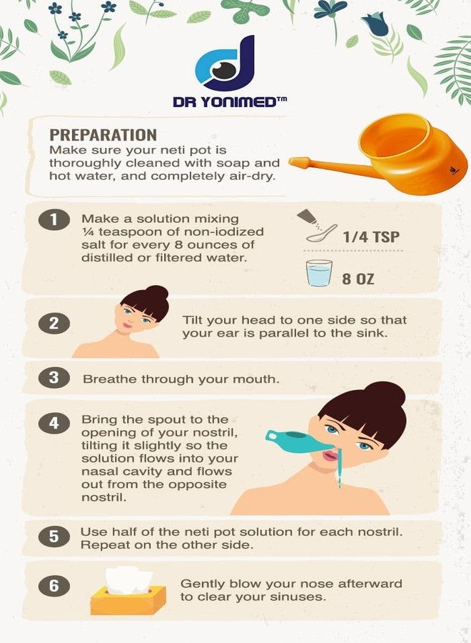 Dr Yonimed Jal Neti Pot Made of Unbreakable Plastic Useful For Congestion, Sinus, Nasal Wash Etc Specially Designed for Yoga (Orange 400ml) - Image 4