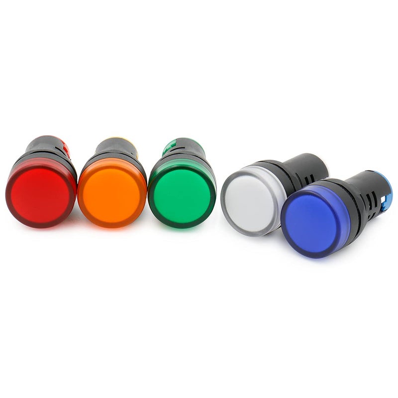 Baomain AD16-22D/S31 AC 220V 20mA Energy Saving LED Indicator Light Green Yellow Red Blue White 5 Pcs - Image 2