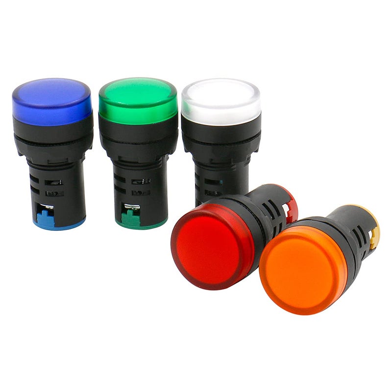 Baomain AD16-22D/S31 AC 220V 20mA Energy Saving LED Indicator Light Green Yellow Red Blue White 5 Pcs - Image 1