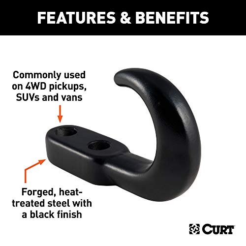 CURT 22430 Black Steel Tow Hook, 10,000 lbs Capacity - Image 3