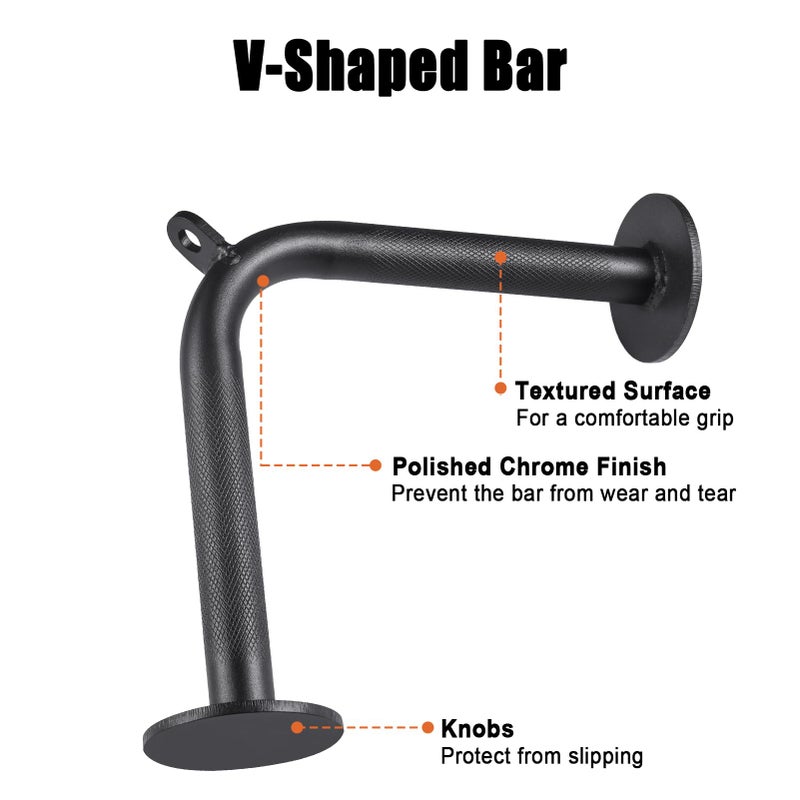 SERTT Workout Cable Machine Attachment for Home Gym, SERTT LAT Pulldown Attachments, Cable Accessories for Weight Training, Straight Pull Down Bar, Tricep Rope, Double D Row Handle, V-Shaped Bar - Image 5
