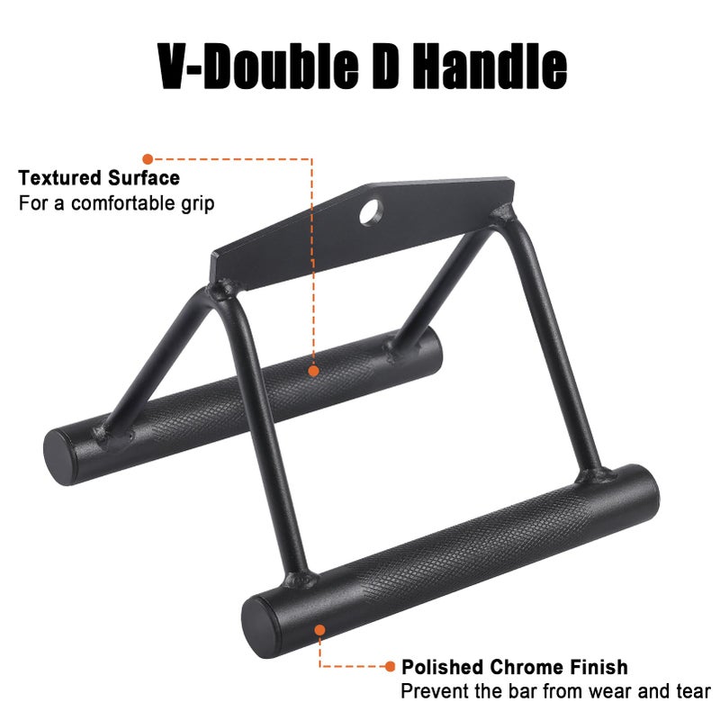 SERTT Workout Cable Machine Attachment for Home Gym, SERTT LAT Pulldown Attachments, Cable Accessories for Weight Training, Straight Pull Down Bar, Tricep Rope, Double D Row Handle, V-Shaped Bar - Image 4