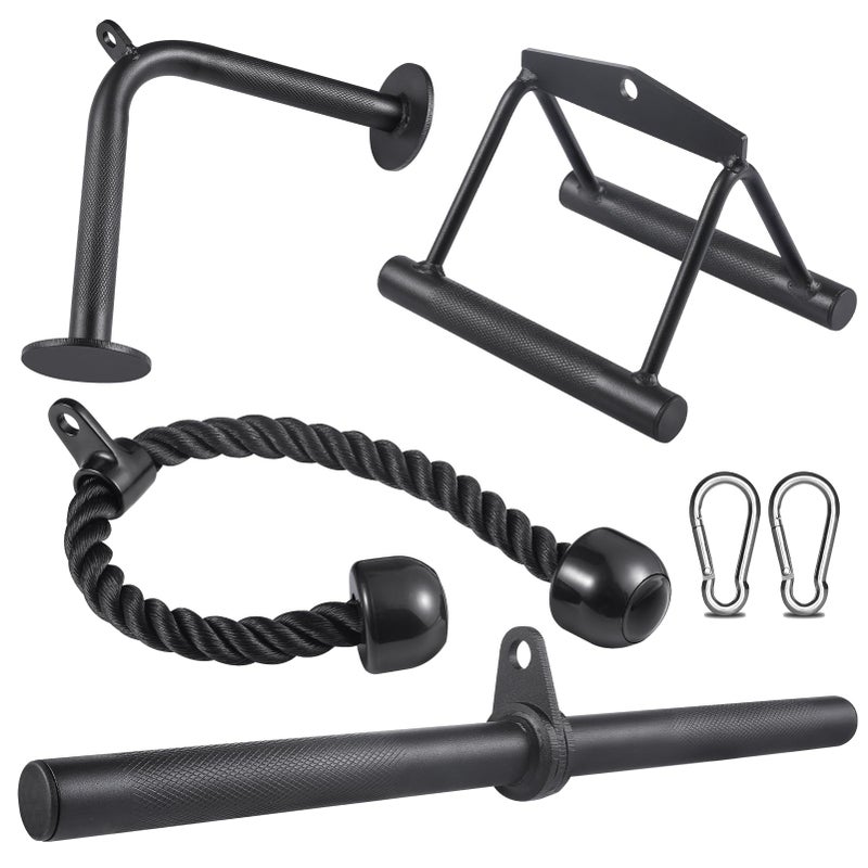 SERTT Workout Cable Machine Attachment for Home Gym, SERTT LAT Pulldown Attachments, Cable Accessories for Weight Training, Straight Pull Down Bar, Tricep Rope, Double D Row Handle, V-Shaped Bar - Image 1