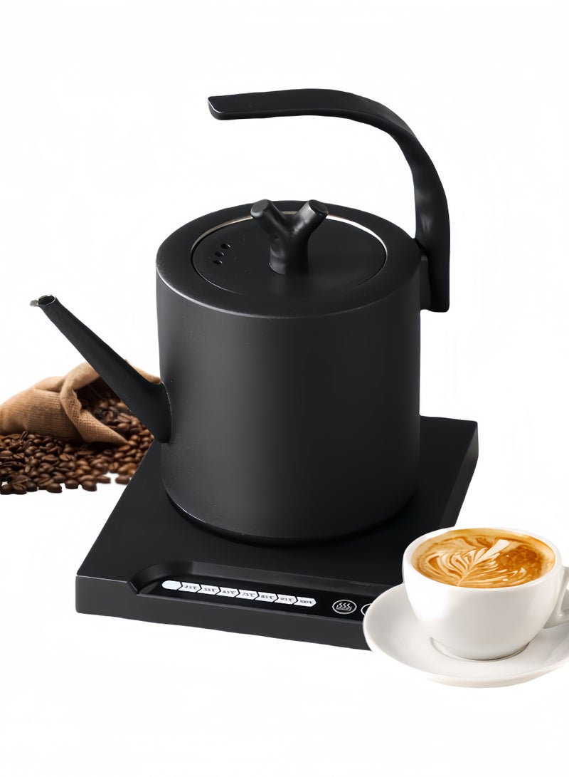 نيهاو غلاية متعددة الوظائف قابلة للانحناء V60، غلاية كهربائية، إبريق قهوة وإبريق شاي، سعة 1000 مل، قدرة 1000 واط، ضبط درجة الحرارة بعجلة، عزل تلقائي بدرجة الحرارة، مصنوعة من الفولاذ المقاوم للصدأ 304، مناسبة للاستخدام في المنزل والمكتب - باللون الأسود - Image 1