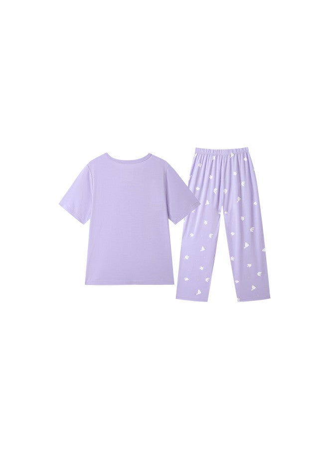 Annil Girls' Homewear Set 2025 Summer New Breathable Modal Pink Loose Comfortable Pajama Set - Image 3