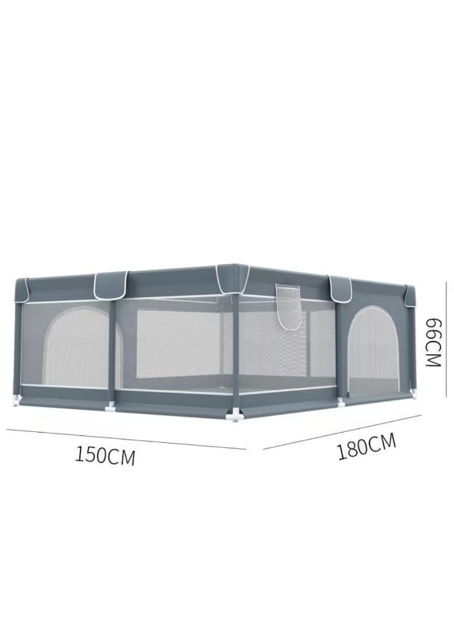Baby Playpen with Gate, Indoor & Outdoor Kids Activity Center, Grey - Image 4