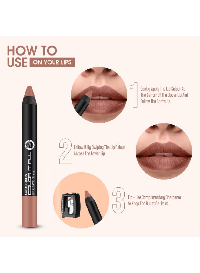 Colors Queen Color It All Long Lasting Crayon Lipstick 3.5g|Up to 18 Hours Stay | Lipstick Combo for Women | Matte Finish | Light Weight | Kiss Proof & Non-Transferable Lipstick ( Rusty Nude & Nude Bomb 3.5g ) - Image 3