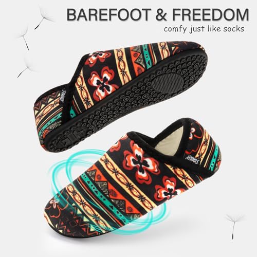 ATHMILE House Slippers for Women Men Indoor Barefoot Slippers Socks Furry Slip on House Shoes Cozy Comfy for Home Bedroom Travel Yoga Women 9-10 Brown Boho - Image 3