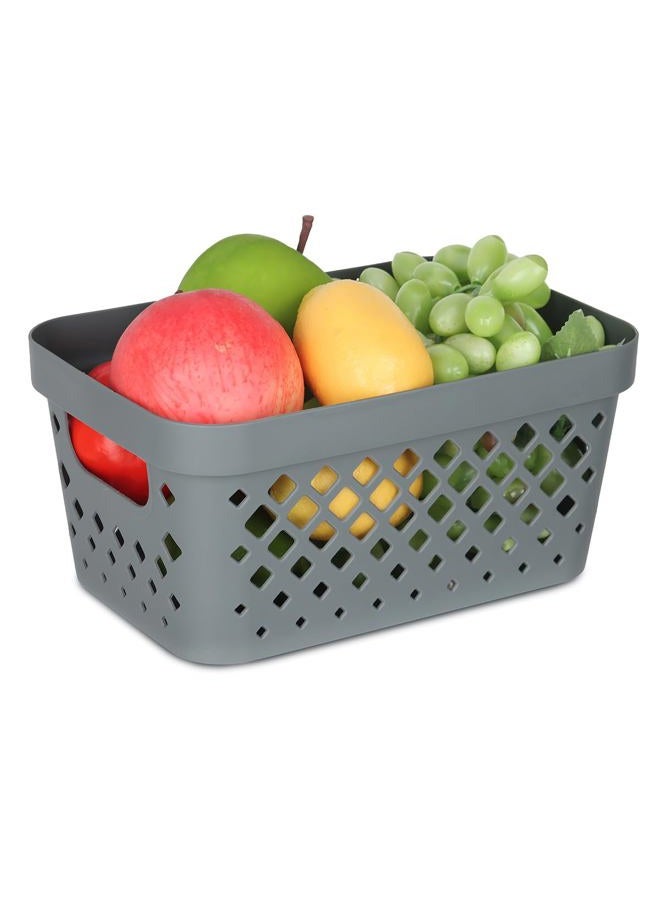 Glad Plastic Baskets for Organizing, Set of 6 | Pantry Storage for Under Counter, Linen Closet, and Bathroom | Nesting Shelf Bins with Handles, 1 Gallon, Grey - Image 2