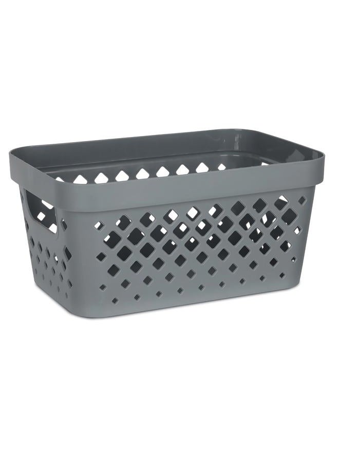 Glad Plastic Baskets for Organizing, Set of 6 | Pantry Storage for Under Counter, Linen Closet, and Bathroom | Nesting Shelf Bins with Handles, 1 Gallon, Grey - Image 1