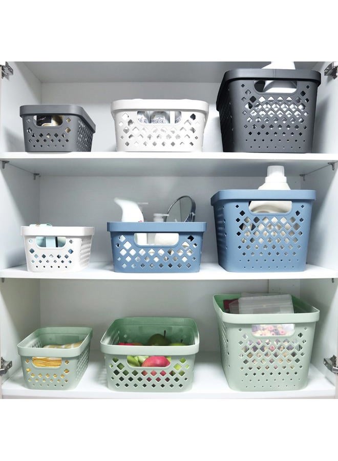 Glad Plastic Baskets for Organizing, Set of 6 | Pantry Storage for Under Counter, Linen Closet, and Bathroom | Nesting Shelf Bins with Handles, 1 Gallon, Grey - Image 4