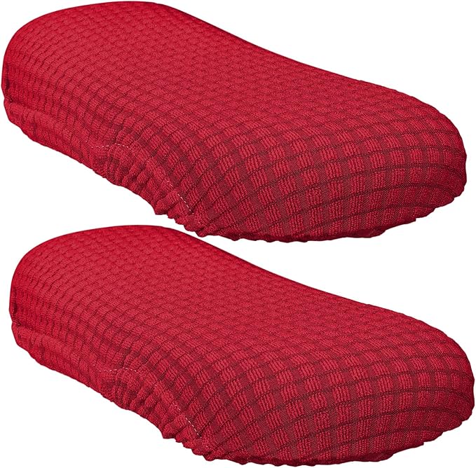 Modern Office Chair Armrest Covers Stretchable Padded Protector Secure Fit Wide Compatibility Red - Image 1