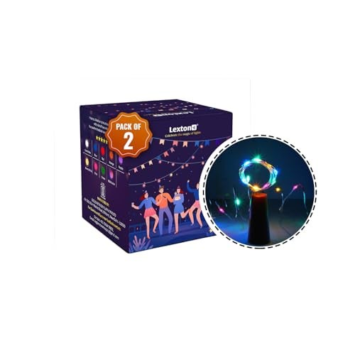 Lexton 20 LED Wine Bottle Cork Lights Copper Wire String Lights (Multicolor, Pack of 2) - Image 1