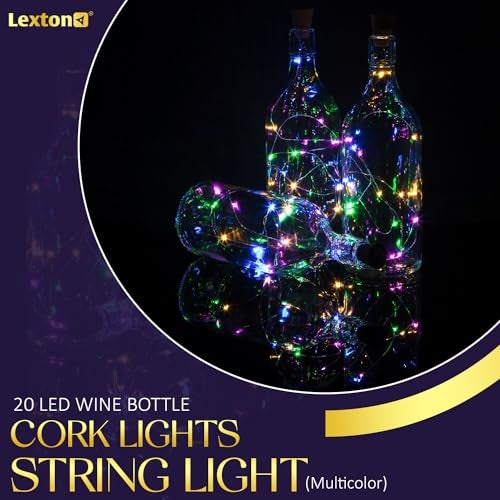 Lexton 20 LED Wine Bottle Cork Lights Copper Wire String Lights (Multicolor, Pack of 2) - Image 3