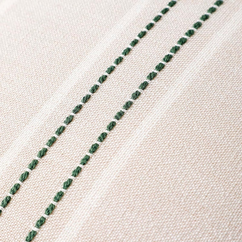 Hckot أغطية وسائد زينة ربيعية من هكوت مقاس 12×20 مجموعة من 2 أغطية وسائد خضراء وسائد زخرفية ريفية من الكتان المزخرف وسائد مربعة لأريكة وأريكة وسرير وغرفة معيشة (أخضر داكن) - Image 2