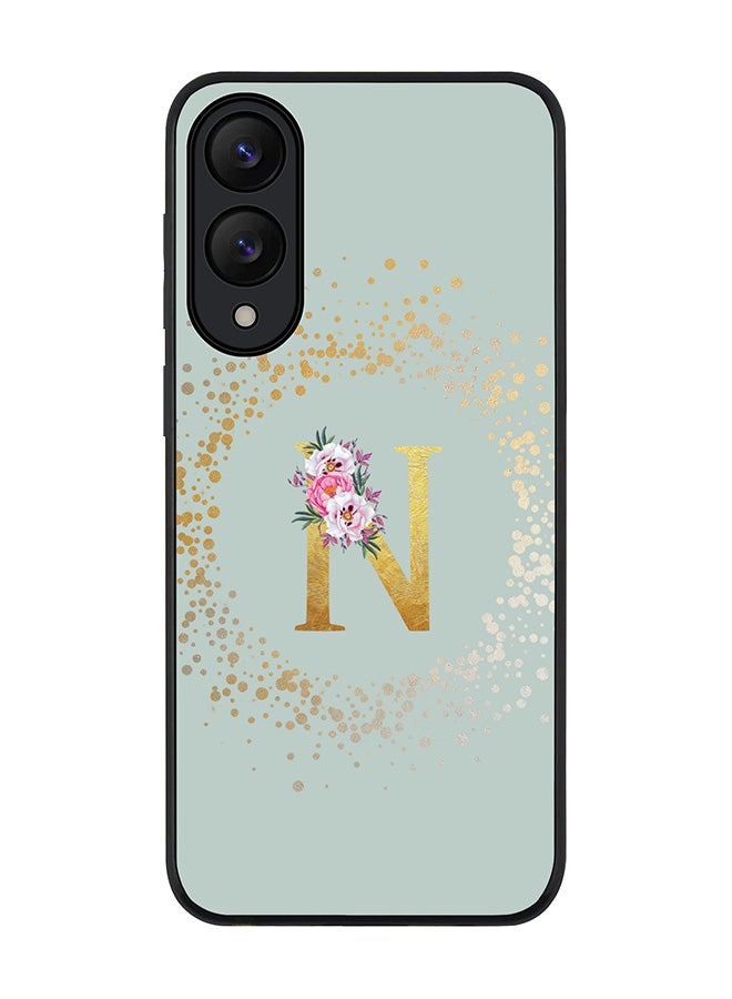 Stylizedd For Samsung Galaxy S25 Edge Case,Slim fit Camera Protection, Shockproof Thin Phone cover  - Custom Monogram Floral - N  (Light Grey )
