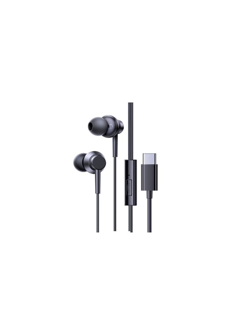 Type-C Wired Headphone, In-Ear Headset USB-C Earphone With Mic - Black - Image 1