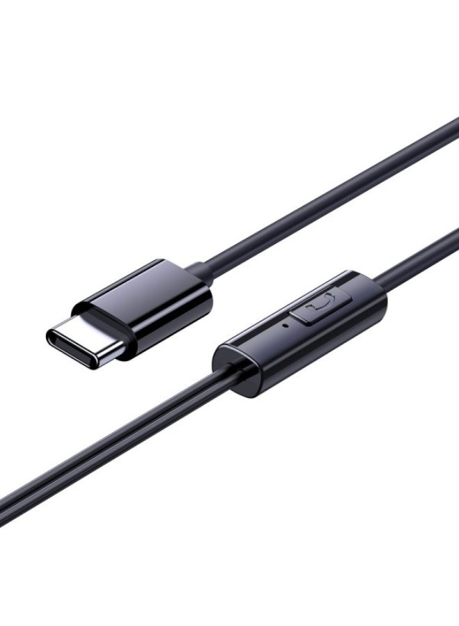 Type-C Wired Headphone, In-Ear Headset USB-C Earphone With Mic - Black - Image 2