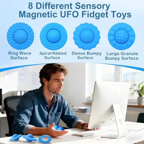 Sizobi Magnetic Fidget Balls Silicone Fidget Toys for Adults Teens4PCS Stress Relief Sensory Toys for Autism ADHD AnxietyQuiet UFO Office Desk Stress ToysStocking Stuffers for Women Men Teen Gift - Image 5