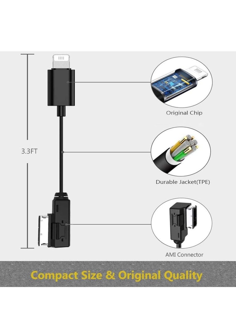 Vierex - AMI MMI Aux Cable - Compatible with Audi A3 A4 A5 A6 A7 A8 S4 S6 S8 Q5 Q7 R8 TT 2011-2016 with MMI 3G System - Image 1