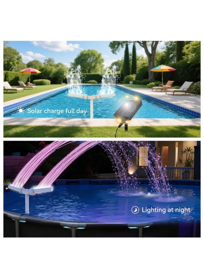 jaexest Solar Pool Fountain with 120 Color Modes LED Lights App & Remote Control Double‑Tier Waterfall Sprinkler IP65 Waterproof for Above Ground and Inground Outdoor Pools - Image 2