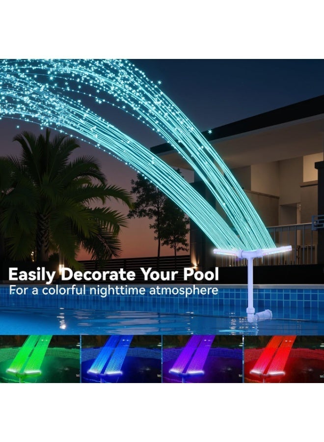 jaexest Solar Pool Fountain with 120 Color Modes LED Lights App & Remote Control Double‑Tier Waterfall Sprinkler IP65 Waterproof for Above Ground and Inground Outdoor Pools - Image 3