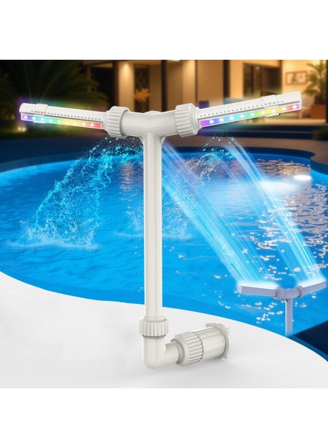 jaexest Solar Pool Fountain with 120 Color Modes LED Lights App & Remote Control Double‑Tier Waterfall Sprinkler IP65 Waterproof for Above Ground and Inground Outdoor Pools - Image 1