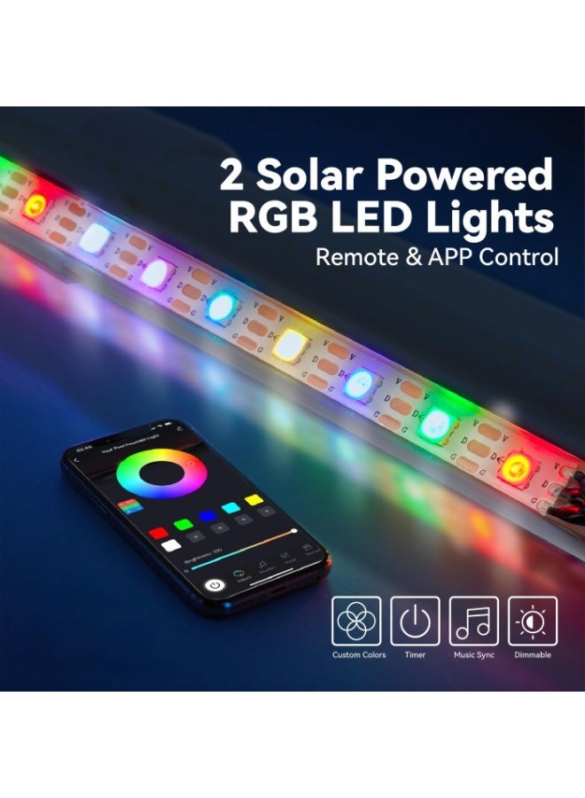 jaexest Solar Pool Fountain with 120 Color Modes LED Lights App & Remote Control Double‑Tier Waterfall Sprinkler IP65 Waterproof for Above Ground and Inground Outdoor Pools - Image 5