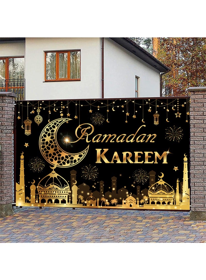 Aikanbo Ramadan Party Backdrop Banner,Islamic Ramadan Kareem Backdrop Banner,Eid Mubarak Fabric Backdrop for Eid Celebration,Islamic Home Decor Background - Image 4