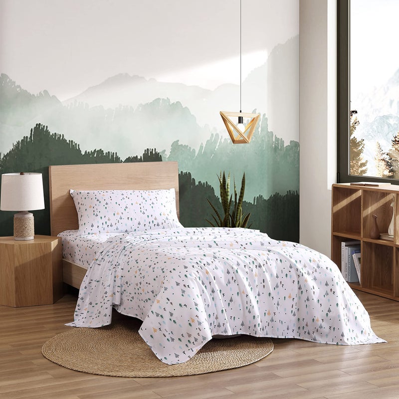 إدي بوار Eddie Bauer Kids - Queen Sheets مقاومة للأطفال الفراش المثالية لمجموعة الفراش طفل (Dreamland Green Queen) - Image 1