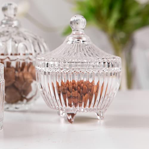 WRINGO 400 ML Glass Candy Sweet Jars with Lid Crystal Bon Jar Covered Sugar Bowl Small Decorative Cookie Dish Buffet Storage Container Spiral Candy 1PC - Image 5