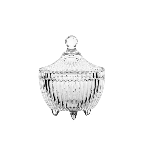 WRINGO 400 ML Glass Candy Sweet Jars with Lid Crystal Bon Jar Covered Sugar Bowl Small Decorative Cookie Dish Buffet Storage Container Spiral Candy 1PC - Image 2