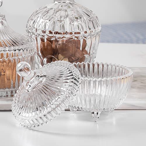 WRINGO 400 ML Glass Candy Sweet Jars with Lid Crystal Bon Jar Covered Sugar Bowl Small Decorative Cookie Dish Buffet Storage Container Spiral Candy 1PC - Image 3