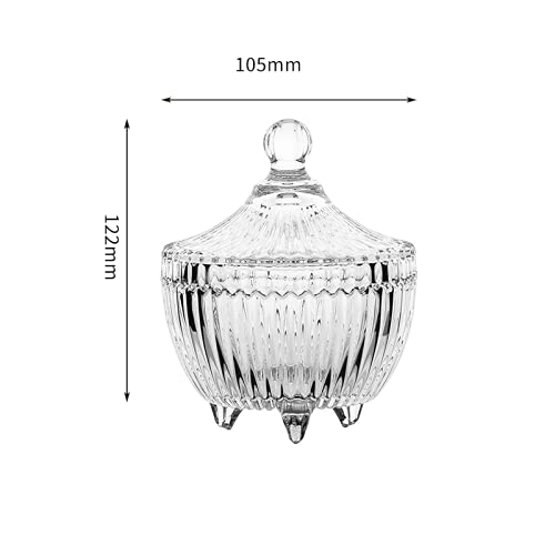 WRINGO 400 ML Glass Candy Sweet Jars with Lid Crystal Bon Jar Covered Sugar Bowl Small Decorative Cookie Dish Buffet Storage Container Spiral Candy 1PC - Image 4