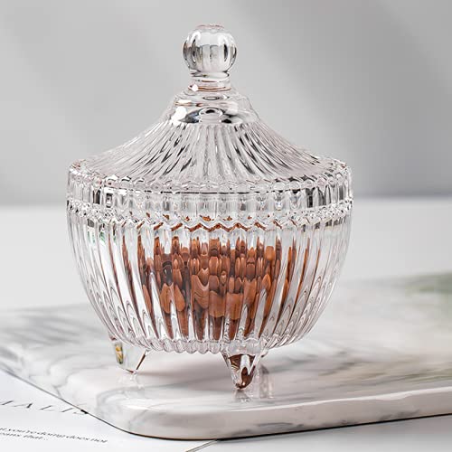 WRINGO 400 ML Glass Candy Sweet Jars with Lid Crystal Bon Jar Covered Sugar Bowl Small Decorative Cookie Dish Buffet Storage Container Spiral Candy 1PC - Image 1