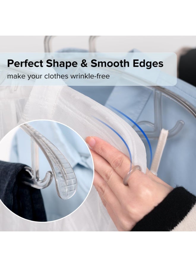 هابي هوم طقم من 5 قطع من الشماعات الأكريليك لتعليق الملابس والمعاطف والفساتين مقاومة للكسر بتصميم انسيابي وعريض علاقات أنيقة وعملية لتنظيم الدولاب وحماية الملابس من الانزلاق والتجعد - Image 5