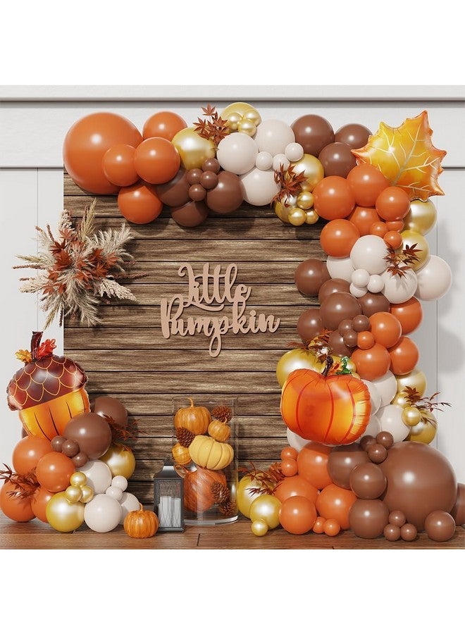 GIHOO Fall Thanksgiving Balloons Garland Arch Kit 155Pcs Orange Coffee Brown White Sand Boho Balloons For Autumn Birthday Hello Fall Thanksgiving Baby Shower Friendsgiving Party Decorations - Image 1