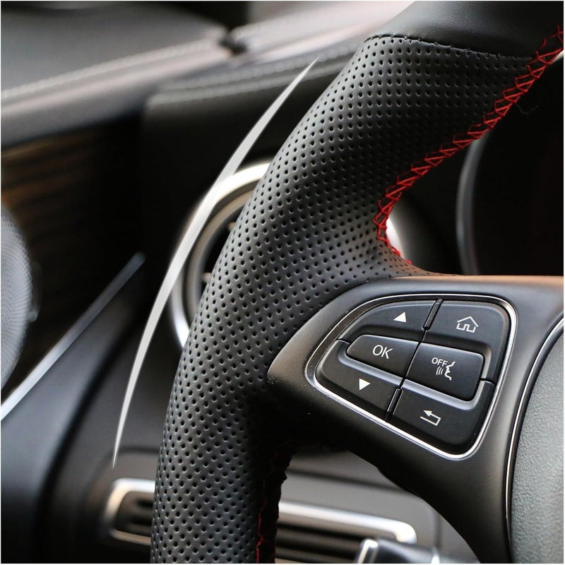Microfiber Leather Steering Wheel Cover for fit for Megane 3 (2009-2014), Scenic (2010-2015), Fluence ZE (2009-2016) - Style Comfort and Grip(B-Yellow Thread) - Image 4
