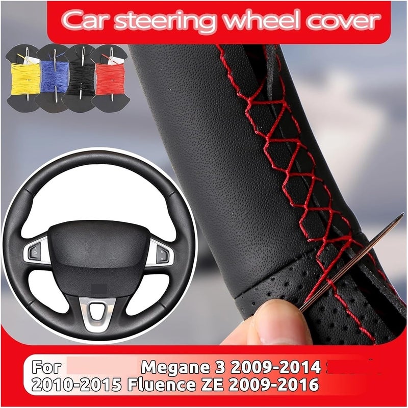 Microfiber Leather Steering Wheel Cover for fit for Megane 3 (2009-2014), Scenic (2010-2015), Fluence ZE (2009-2016) - Style Comfort and Grip(B-Yellow Thread) - Image 2